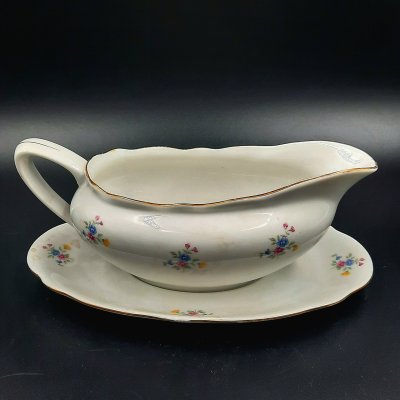 купить Соусник с нежным цветочным декором, фарфор, деколь, золочение, Moritz Zdekauer (MZ), Чехословакия, 1960-1990 гг.