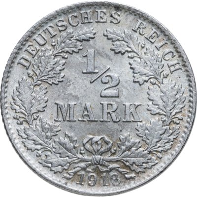 купить Германия 1/2 марки (mark) 1918 Знак монетного двора: "D" - Мюнхен