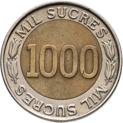 купить Эквадор 1000 сукре (sucres) 1997 70 лет Центробанку