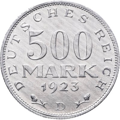 купить Германия 500 марок (mark) 1923, знак монетного двора "D" — Мюнхен Германия