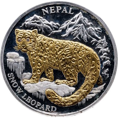 купить Либерия 10 долларов 2005 Proof "Вымирающие виды животных - Снежный леопард (Барс) Непал"