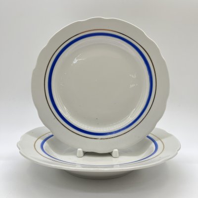 купить Набор из 2-х тарелок (обеденная и суповая), фарфор, золочение, Городницкий фарфоровый завод, Россия, 1970-2000 гг.