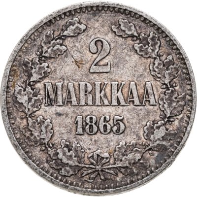 купить 2 марки (markkaa) 1865 для Финляндии