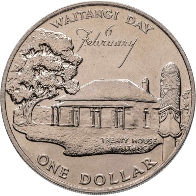 купить Новая Зеландия 1 доллар (dollar) 1977 "25 лет правления Королевы Елизаветы II и День Вайтанги"