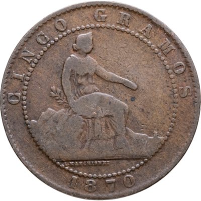 купить Испания 5 сентимо (centimos) 1870