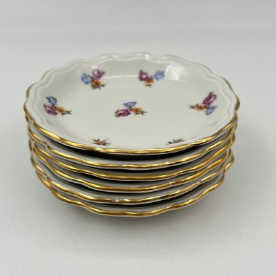 купить Набор из шести розеток с цветочным декором, фарфор, деколь, золочение, Aquincum Porcelain, Венгрия, 1951-1980 гг.