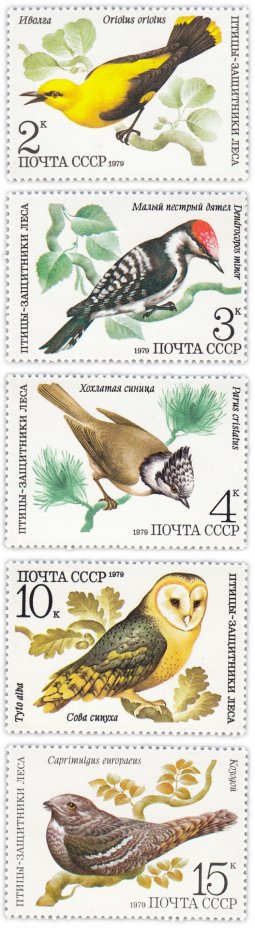 купить Полная серия 1979 "Птицы - защитники леса" (5 марок)