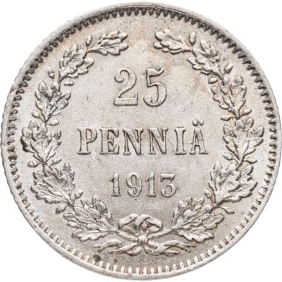 купить 25 пенни (pennia) 1913 S Российская Финляндия
