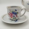 Купить Сервиз кофейный с цветочным декором на одну персону (5 предметов), фарфор, деколь, золочение, Восточная Европа, 1960-1980 гг.