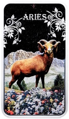 купить Острова Кука 1 доллар 2014 "Знаки зодиака - Овен" в рамке с сертификатом