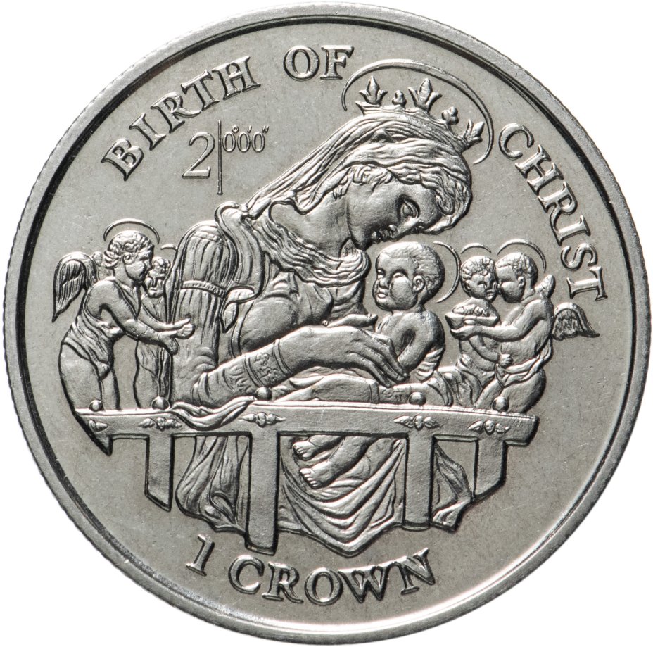 Монета остров Мэн 1 крона 1997 Рождение Христа стоимостью 1166 руб.