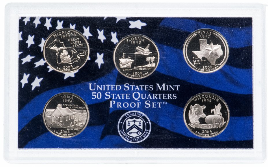 купить США годовой набор квотеров 2004 "Штаты" (5 монет)