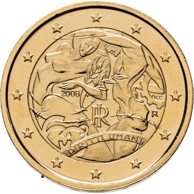 купить Италия 2 евро (euro) 2008 60-летие принятия Всеобщей декларации прав человека позолота
