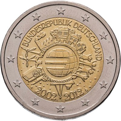 купить Германия 2 евро (euro) 2012 "10 лет наличному обращению евро"