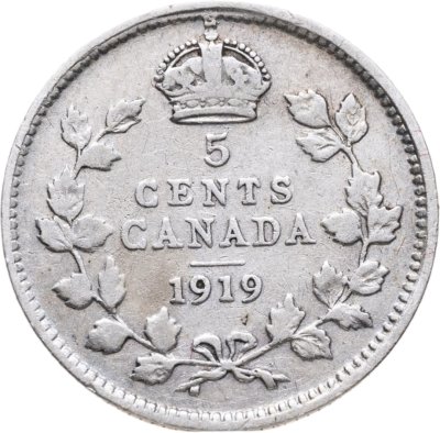 купить Канада 5 центов (cents) 1919