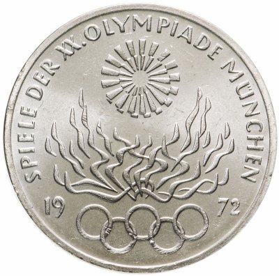 купить Германия 10 марок (mark) 1972 XX летние Олимпийские Игры, Мюнхен 1972 - Олимпийский огонь