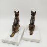 Купить Держатели для книг  (букенды) "Немецкие овчарки" ("Собаки"), мрамор, сплав металлов, Западная Европа, 1970-1990 гг.