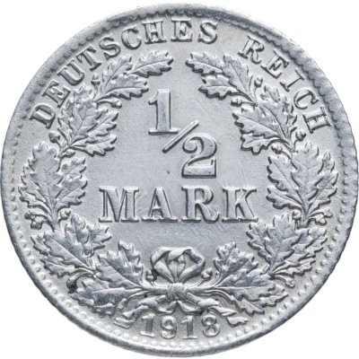 купить Германия 1/2 марки (mark) 1918 Знак монетного двора: "D" - Мюнхен
