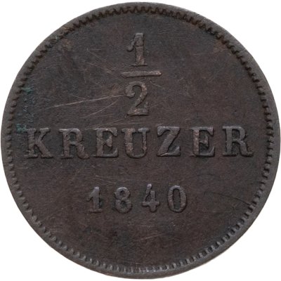 купить Германия, Вюртемберг 1/2 крейцера 1842