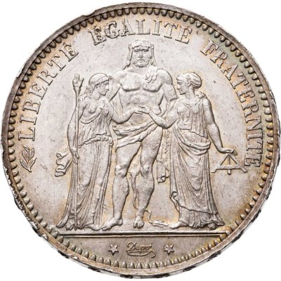 купить Франция 5 франков (francs) 1874 "Геркулес", знак монетного двора: "A" - Париж
