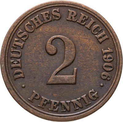 купить Германия 2 пфеннига (pfennig) 1906 A знак монетного двора: "A" - Берлин
