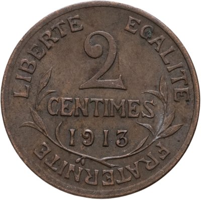 купить Франция 2 сантима (centimes) 1913