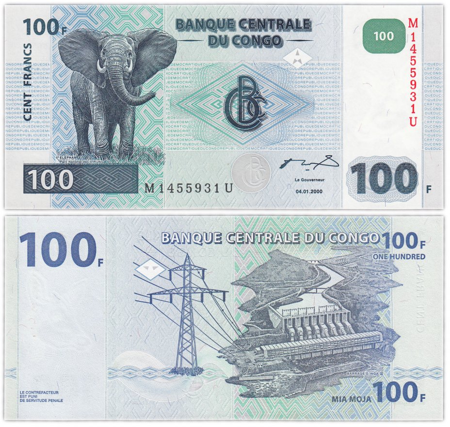 купить Конго 100 франков 2000 (Pick 92) ПРЕСС