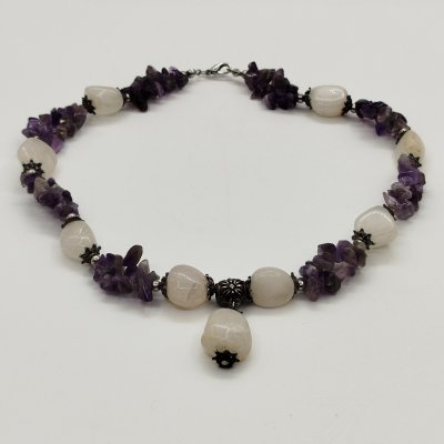 купить Бусы с бусинами разной формы, натуральный камень, аметист, металл, Российская Федерация, 1990-2015 гг.