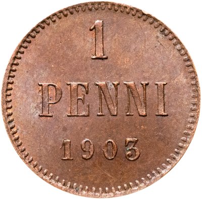 купить 1 пенни (penni) 1903 Российская Финляндия, большая "3" в дате