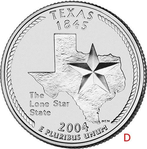 купить США 25 центов (квотер) 2004 D — штат Техас