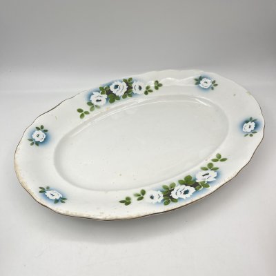 Купить Блюдо с цветочным декором, фаянс, деколь, золочение, Конаковский фаянсовый завод им. М.И. Калинина (ЗиК Конаково), СССР, 1929-1940 гг.