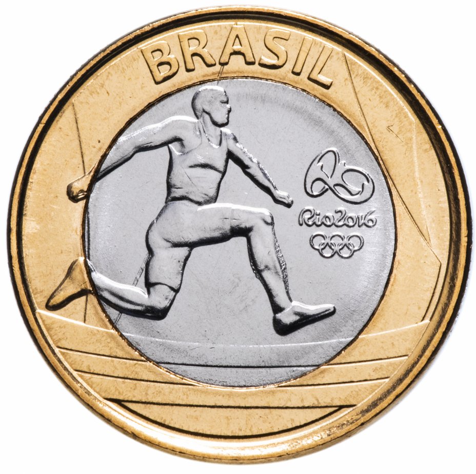 купить Бразилия 1 real (реал) 2014 "XXXI летние Олимпийские Игры, Рио-де-Жанейро 2016 athletics (легкая атлетика)"