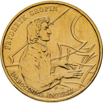 купить Польша 2 злотых (zlote) 1999 "150 лет со дня смерти Фредерика Шопена"