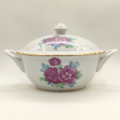 купить Супница, украшенная цветочным декором, фарфор, деколь, золочение, Дулевский фарфоровый завод (Дулёво), СССР, 1968-1991 гг.