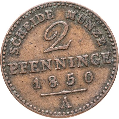 купить Германия, Пруссия 2 пфеннига 1850