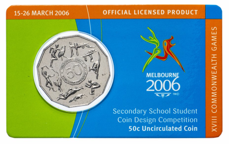 купить Австралия 50 центов 2005 "XVIII Игры содружества"  UNC в блистере