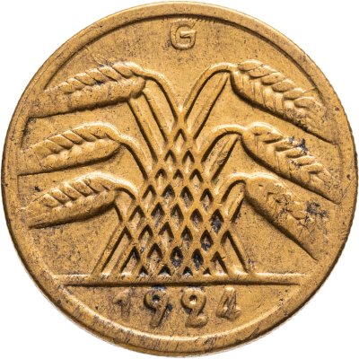 купить Германия (Веймарская республика) 50 рентных пфеннигов 1924, знак монетного двора "G" — Карлсруэ