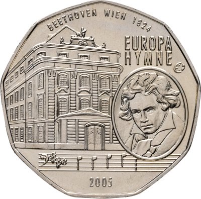 купить Австрия 5 евро (euro) 2005 10 лет членству Австрии в ЕС, гимн ЕС
