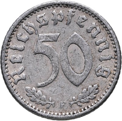 купить Германия, Третий рейх 50 рейхспфеннигов 1935, знак монетного двора "F" — Штутгарт