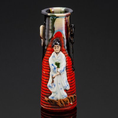 купить Ваза с изображением девушки, керамика, поливы, роспись, Япония, 1920-1950 гг.