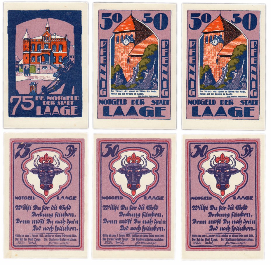 купить Германия (Мекленбург-Шверин: Лаге) набор из 3-х нотгельдов 1921
