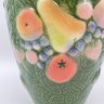Купить Ваза зеленого оттенка с рельефным изображением фруктов и ягод, Vincent Cadeaux SA, фаянс, роспись, Франция, 1980-1990 гг.
