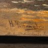 Купить Картина "Летний пейзаж с парусником", подпись "H. Pufan..." (неразборчиво), холст, масло, деревянный подрамник, Западная Европа, 1970-2000 гг.