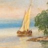 Купить Картина "Летний пейзаж с парусником", подпись "H. Pufan..." (неразборчиво), холст, масло, деревянный подрамник, Западная Европа, 1970-2000 гг.
