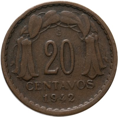 Купить Чили 20 сентаво (centavos) 1942