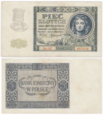 купить Польша 5 злотых 1941 серия AE