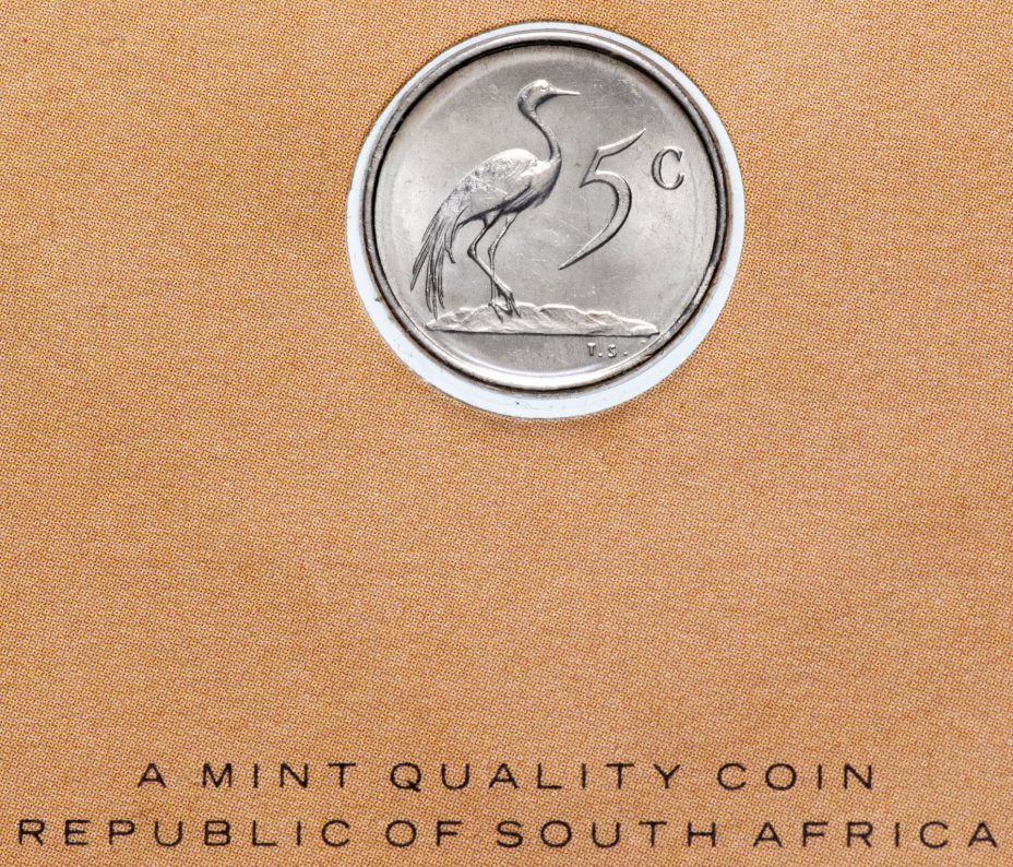 купить Серия "Птицы на монетах мира" - ЮАР 5 центов (cents) 1980 (в буклете)