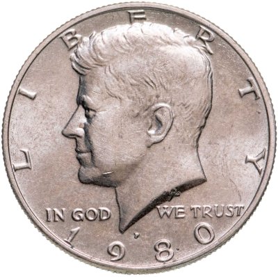 купить США 50 центов (1/2 доллара, half dollar) 1980 Kennedy Half Dollar (Кеннеди) знак монетного двора "P"