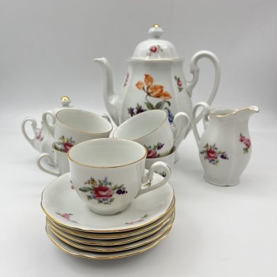 купить Сервиз кофейный "Мейсенский букет" на 5 персон (13 предметов), фарфор, деколь, золочение, Bohemia (Neurohlau), 1970-1993 гг.