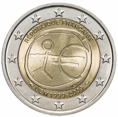 Купить Франция 2 евро 2009 "10-летие Экономического и валютного союза ЕС"